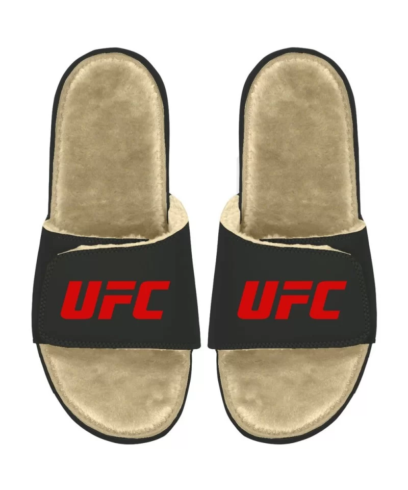 ISlide UFC Fuzzy Insole Slides - Black/Brown $13.20 MEN'S