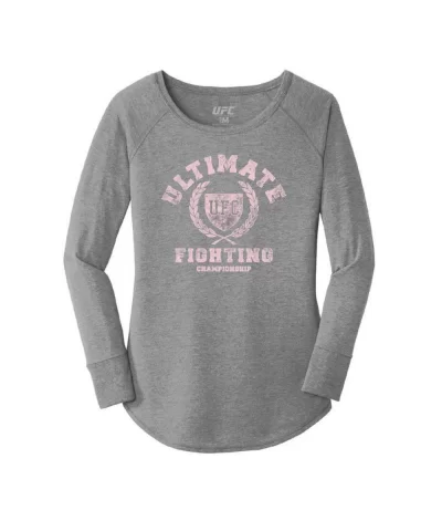 Women's UFC Gym Class Long Sleeve T-Shirt - Grey and Pink $9.24 WOMEN'S