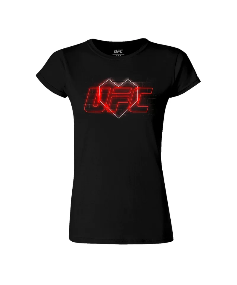 Women's UFC Neon Heart T-Shirt - Black $12.60 WOMEN'S