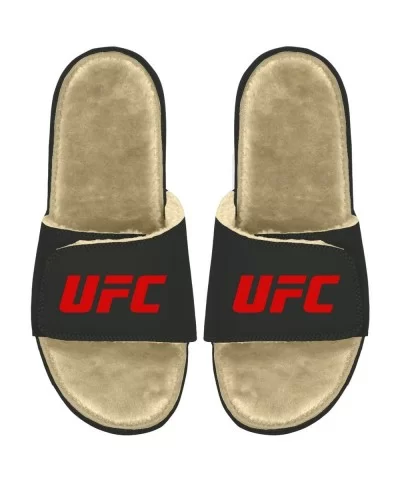 ISlide UFC Fuzzy Insole Slides - Black/Brown $14.08 WOMEN'S