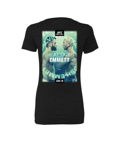 Women's UFC Fight Night Kattar vs Emmett Event T-Shirt - Black $5.64 WOMEN'S