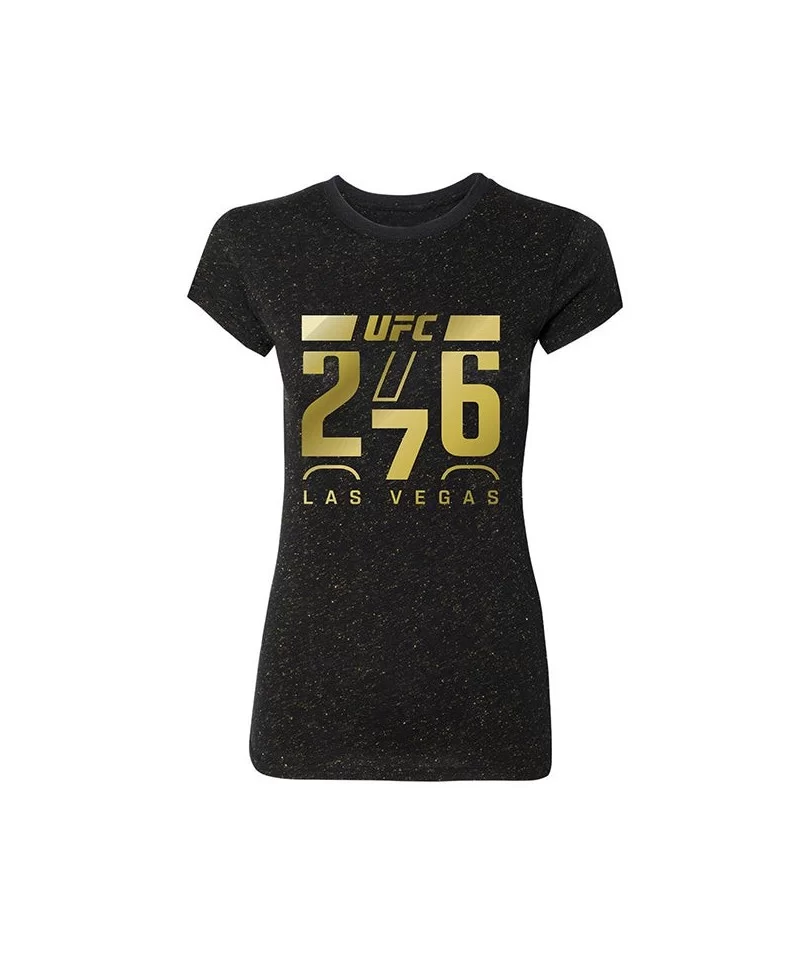 Women's UFC 276 Metallic Gold Logo T-Shirt - Black $7.00 WOMEN'S