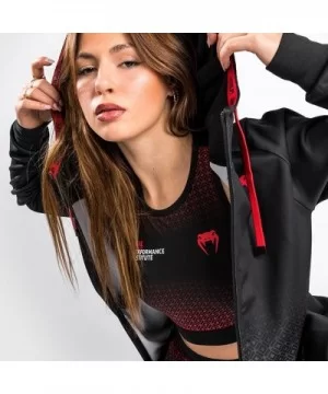 UFC Performance Institute Women's Black/Red Full-Zip Hoodie by VENUM $41.36 WOMEN'S