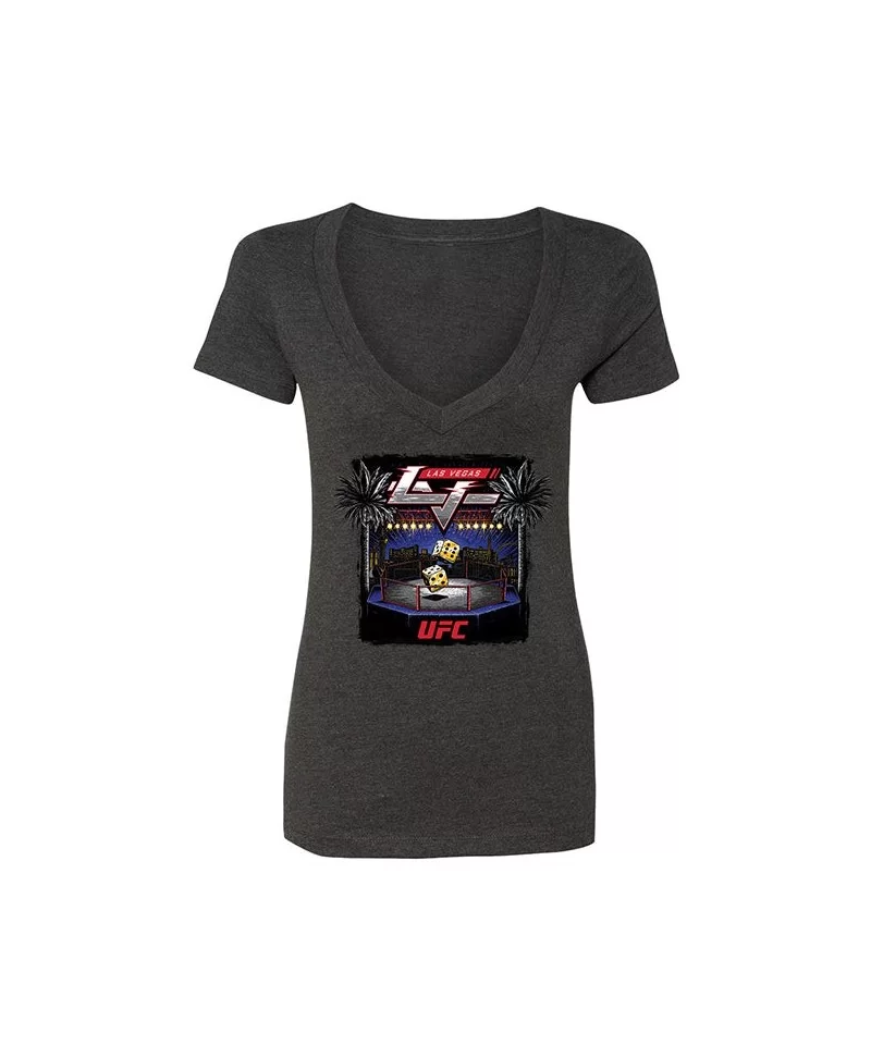 Women's UFC Las Vegas City T-Shirt - Charcoal $4.56 WOMEN'S