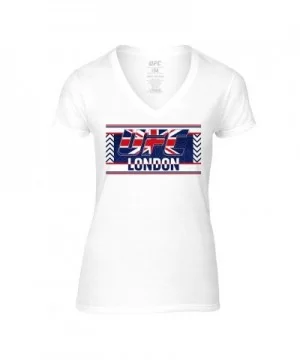 Women's UFC London Union Jack T-Shirt - White $8.96 WOMEN'S