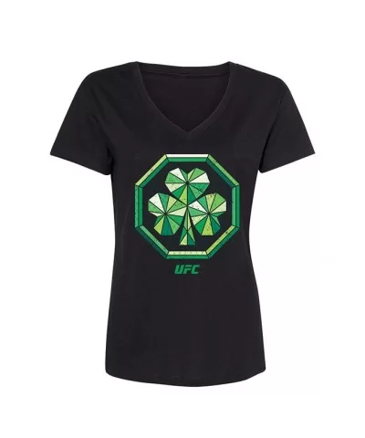 Women's UFC Geo Shamrock T-Shirt - Black $10.64 WOMEN'S