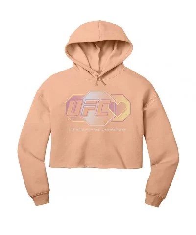 Women's UFC Cropped Hoodie - Peach $16.80 WOMEN'S