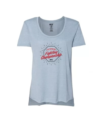 Women's UFC Octagon Burst T-Shirt - Stonewash Denim $8.68 WOMEN'S