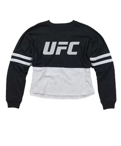 Women's UFC Cropped Retro Jersey T-Shirt - Black/White $15.84 WOMEN'S