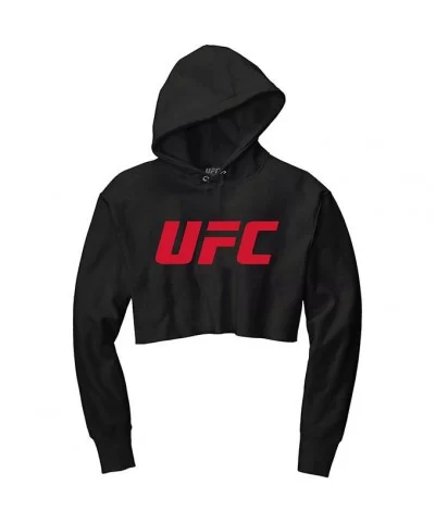 Women's UFC Cropped Fleece Hoodie - Black $21.12 WOMEN'S