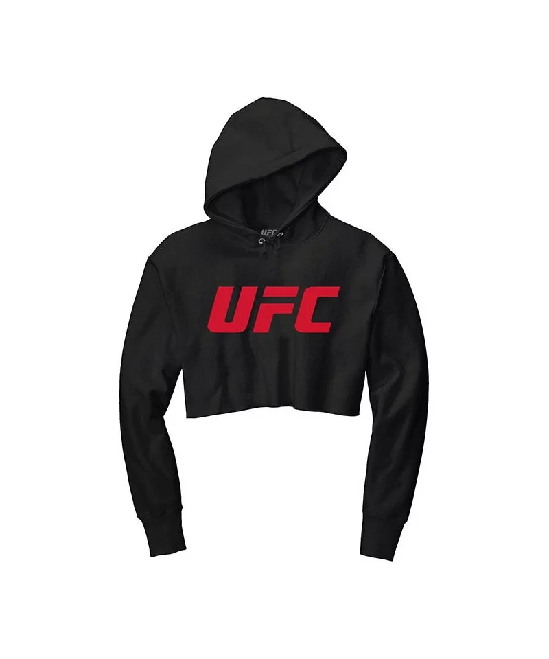 Women's UFC Cropped Fleece Hoodie - Black $21.12 WOMEN'S