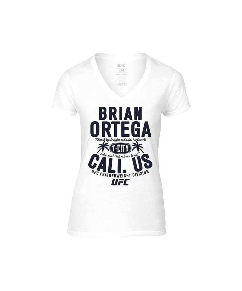 Women's UFC Brian "T-City" Ortega Cali US T-Shirt - White $13.44 WOMEN'S