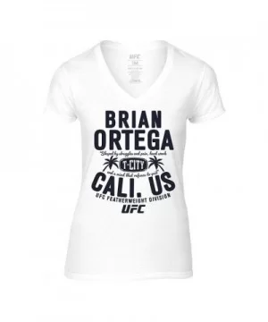 Women's UFC Brian "T-City" Ortega Cali US T-Shirt - White $13.44 WOMEN'S