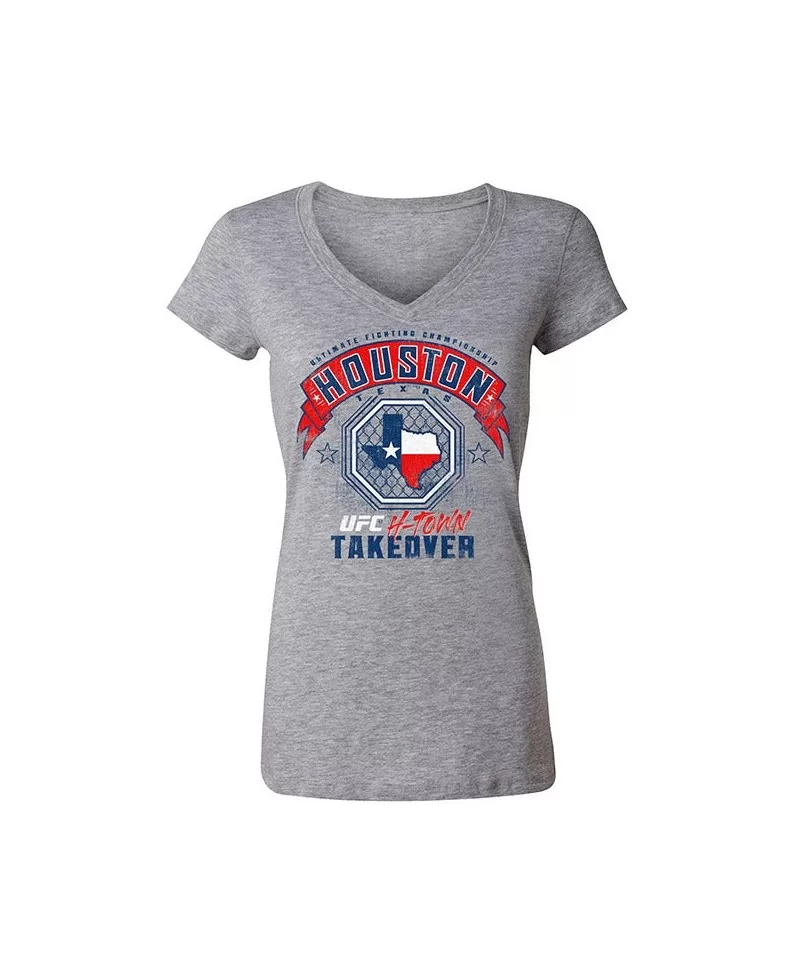 Women's UFC Houston City T-Shirt - Grey $5.64 WOMEN'S