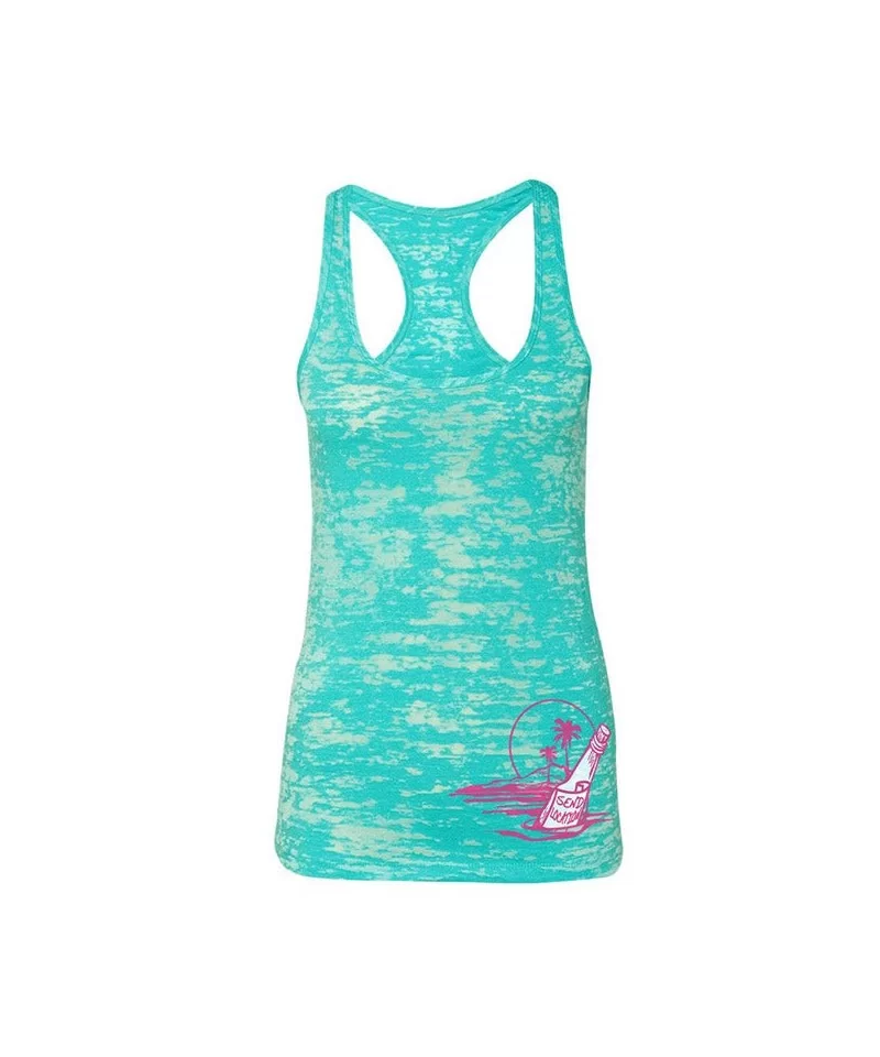 Women's UFC Fight Island Location Burn-Out Tank Top - Turquoise $9.60 WOMEN'S