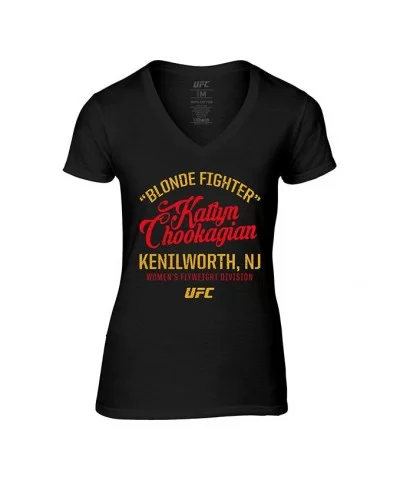 Women's UFC "Blonde Fighter" Katlyn Chookagian V-Neck Tee - Black $12.04 WOMEN'S