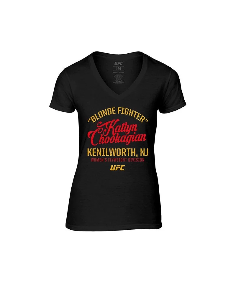 Women's UFC "Blonde Fighter" Katlyn Chookagian V-Neck Tee - Black $12.04 WOMEN'S