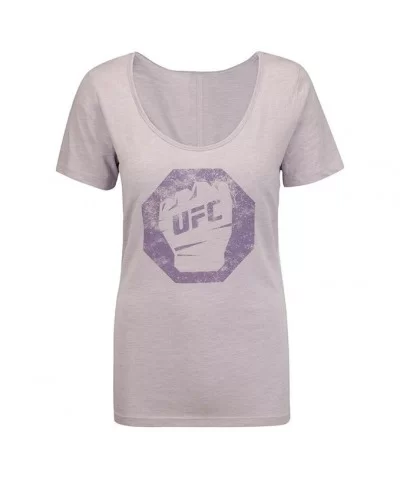 UFC Women's Distressed Tri-Blend Scoop T-Shirt - Iris Quartz $2.36 WOMEN'S