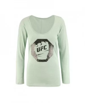 UFC Women's Glitter Scoop Long Sleeve T-Shirt - Seaglass Quartz $2.24 WOMEN'S