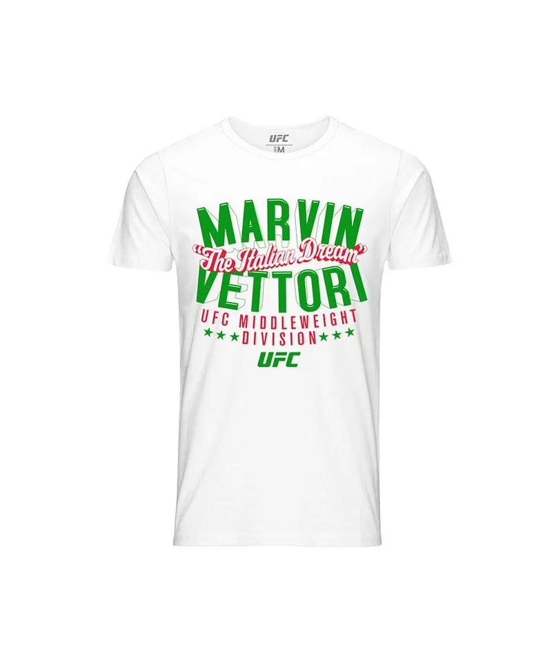 Men's UFC Marvin "The Italian Dream" Vettori Script T-Shirt - White $8.68 MEN'S