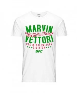 Men's UFC Marvin "The Italian Dream" Vettori Script T-Shirt - White $8.68 MEN'S