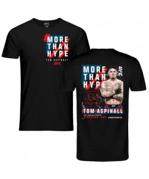 Men's UFC Tom Aspinall More Than Hype T-Shirt - Black $12.88 MEN'S