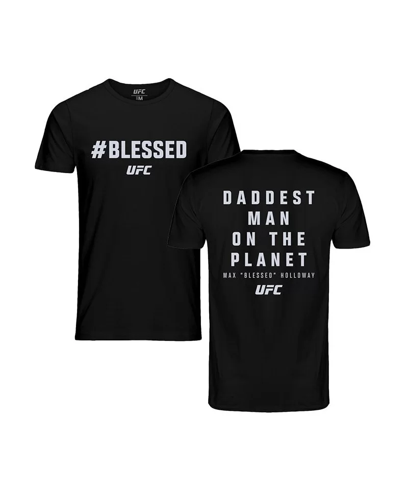 Men's UFC Max "Blessed" Holloway Quote T-Shirt - Black $8.96 MEN'S