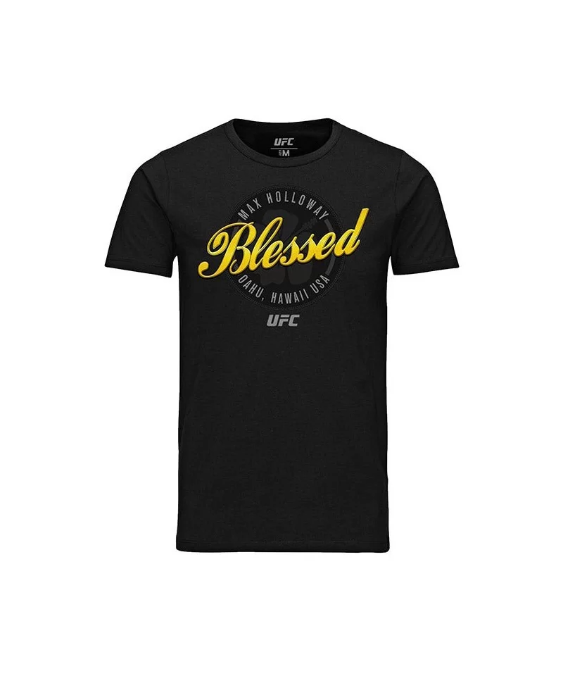 Men's UFC Max "Blessed" Holloway Script Graphic T-Shirt - Black $10.92 MEN'S