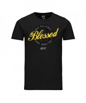 Men's UFC Max "Blessed" Holloway Script Graphic T-Shirt - Black $10.92 MEN'S