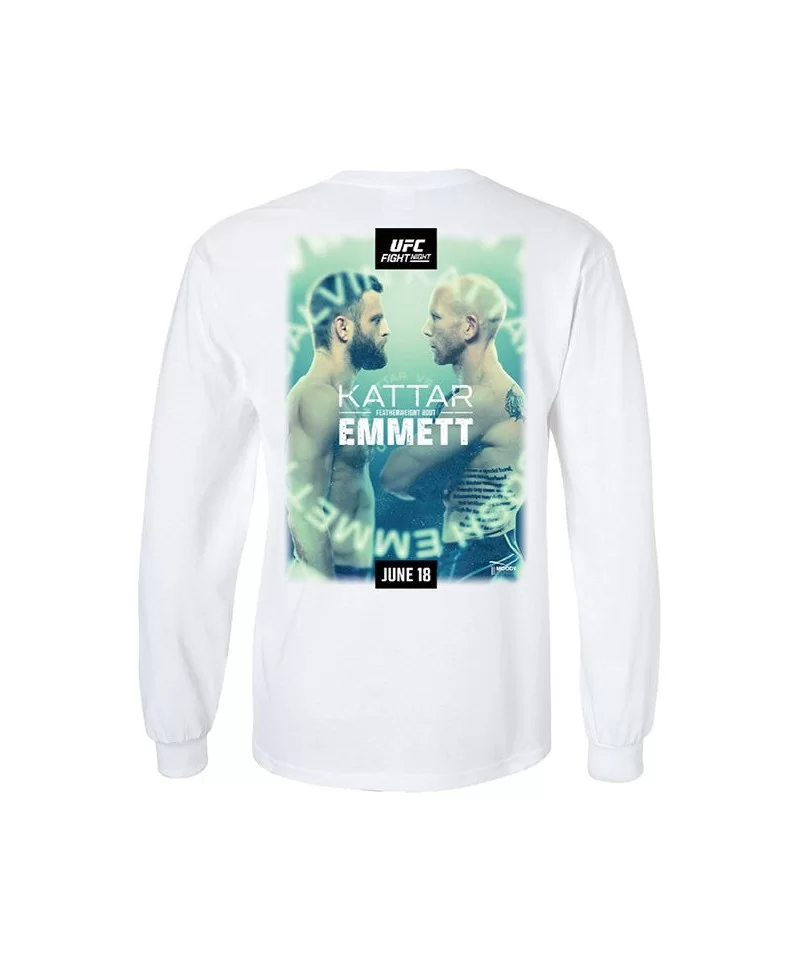 Men's UFC Fight Night Kattar vs Emmett Long Sleeve Event T-Shirt - White $4.32 MEN'S