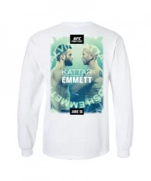 Men's UFC Fight Night Kattar vs Emmett Long Sleeve Event T-Shirt - White $4.32 MEN'S