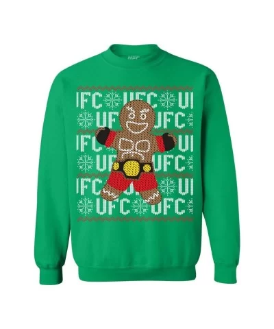 Men's UFC Gingerbread Champ Holiday Sweater - Kelly Green $16.92 MEN'S