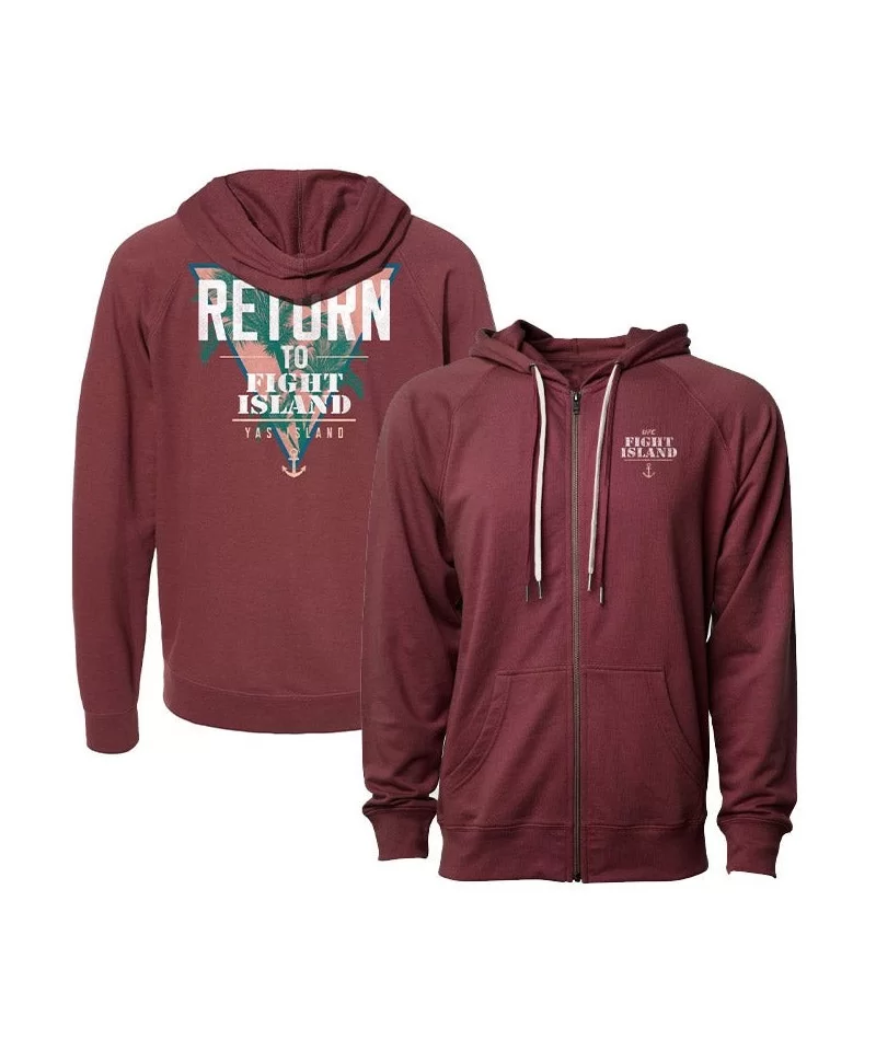 Men's UFC Fight Island Returns Tropical Full Zip Hoodie - Maroon $21.32 MEN'S