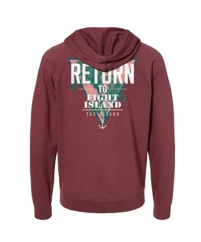 Men's UFC Fight Island Returns Tropical Full Zip Hoodie - Maroon $21.32 MEN'S