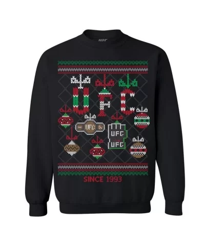 Men's UFC Ornamental Holiday Sweater - Black $14.04 MEN'S